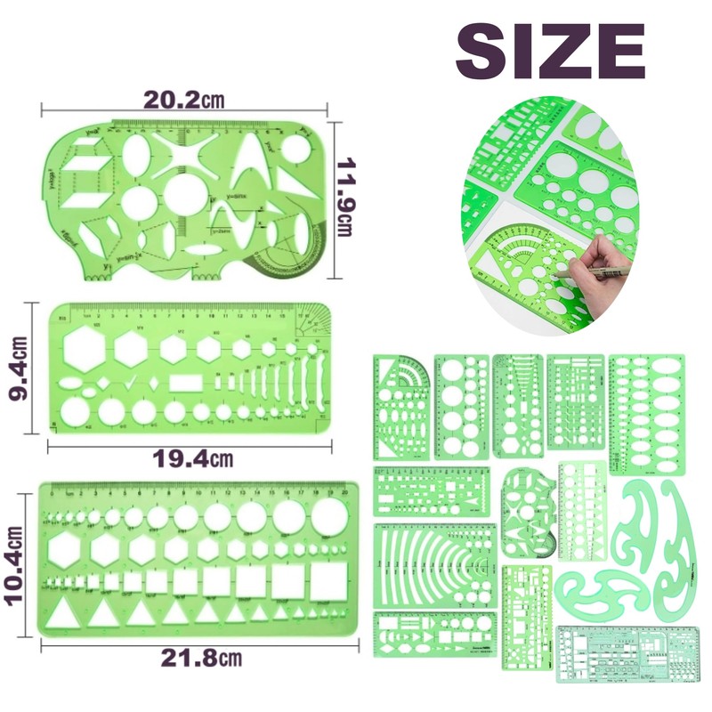 Anopono Drafting Ruler Set, Template, Drafting, Circle, Ellipse, Cloud, General