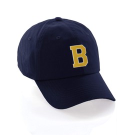 I&W Hatgear Customized Letter Intial Baseball Hat A to Z Team Colors, Navy Cap White Gold Letter B