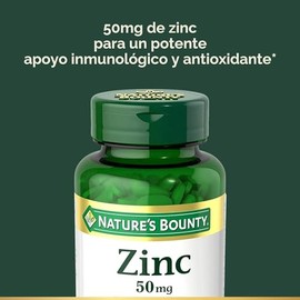 Nature's Bounty Comprimidos de zinc, 50 mg, suplemento para apoyo inmunitario y antioxidante, promueve la salud de la piel, 250 comprimidos