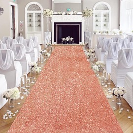 Aisle Runners for Wedding 2FT×15FT Rose Gold Sequin Aisle Runner Long Carpet Runner for Wedding Ceremony Walkway