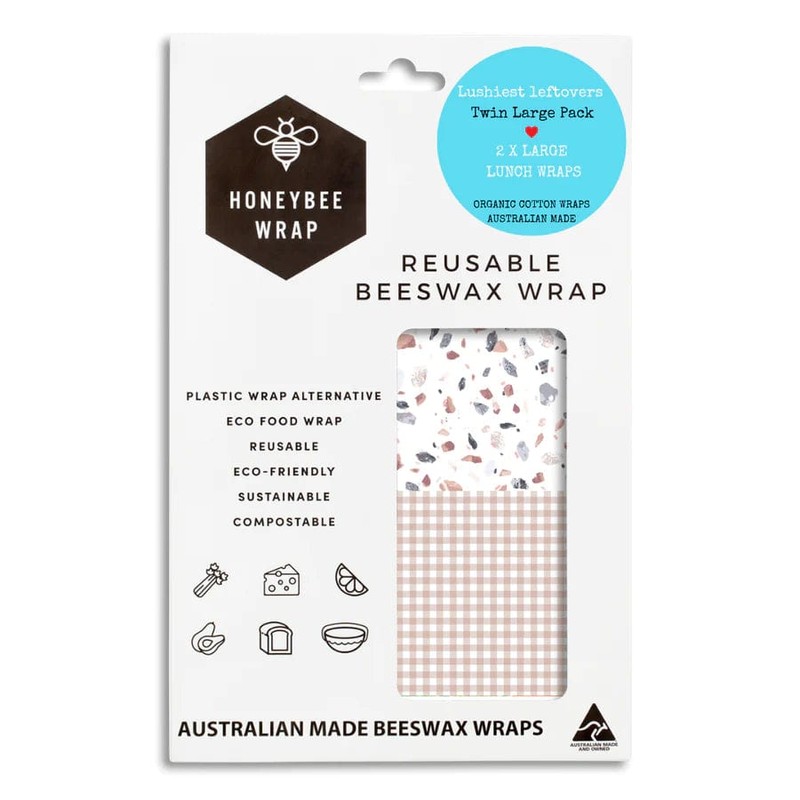 Honeybee Beeswax Food Wraps - Twin Set Large (34cm x