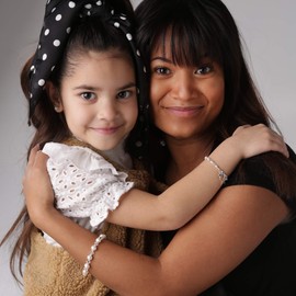 Precious Pieces Sterling Silver Cross "Mom and Me" Cultured Pearl Bracelet Set with High-End Crystal for Mother-Daughter (Set-SM)