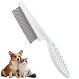 HZXINYI Flohkamm für Katzen Hunde - Weiß Multifunktionaler Haustierhaarkamm Zahnkamm aus Edelstahl Haustier Pflegekamm für Entfernung von Flöhen Haaren Läusen Tränenspuren Schuppen