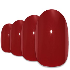 Bling Art Oval False Nails Fake Acrylic Gel Glossy Matte Polished Glitter Full Cover 24 Medium Tips Glue (Red)