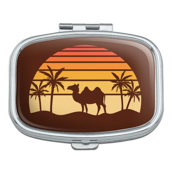 Camel in The Desert Sunset with Palm Trees Rectangle Pill