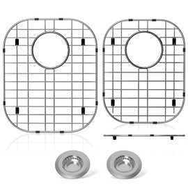 2Pack Sink Protector Grid 13"x16"and 11.2"x14.5", 304 Stainless Steel Sink Protectors for Kitchen Sink, Rust Resistant Metal Kitchen Sink Grid with 2Pack Sink Strainers (Rear Drain/4Pack)