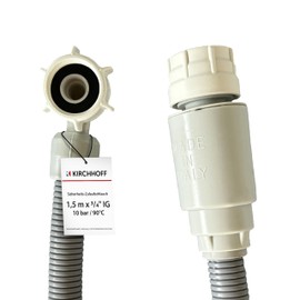 KIRCHHOFF 98657210 Washing Machine Hose 1.5 m, Inlet Hose with 3/4 Inch x 3/4 Inch Female Thread for Washing Machine or Dishwasher, Water Hose with Aquastop