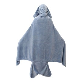 Shark Cosplay Blanket Wearable Flannel Fleece Throw Hooded Cloak Shawl Wrap Nap Sleeping Bag Flannel Cape Hoodie (Blue, fit height 60-80inch)