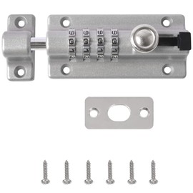 Combination Locking Bolt, ProChosen 4 Digit Sliding Lockable Padbolt Heavy Duty Sliding Lockable Padbolt Waterproof 12cm Sliver Stainless Steel Silded Door Latch for Wooden Gates