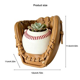 Baseball Succulent Planter 4.7in, Pen Holder, Sports Gift for Dad