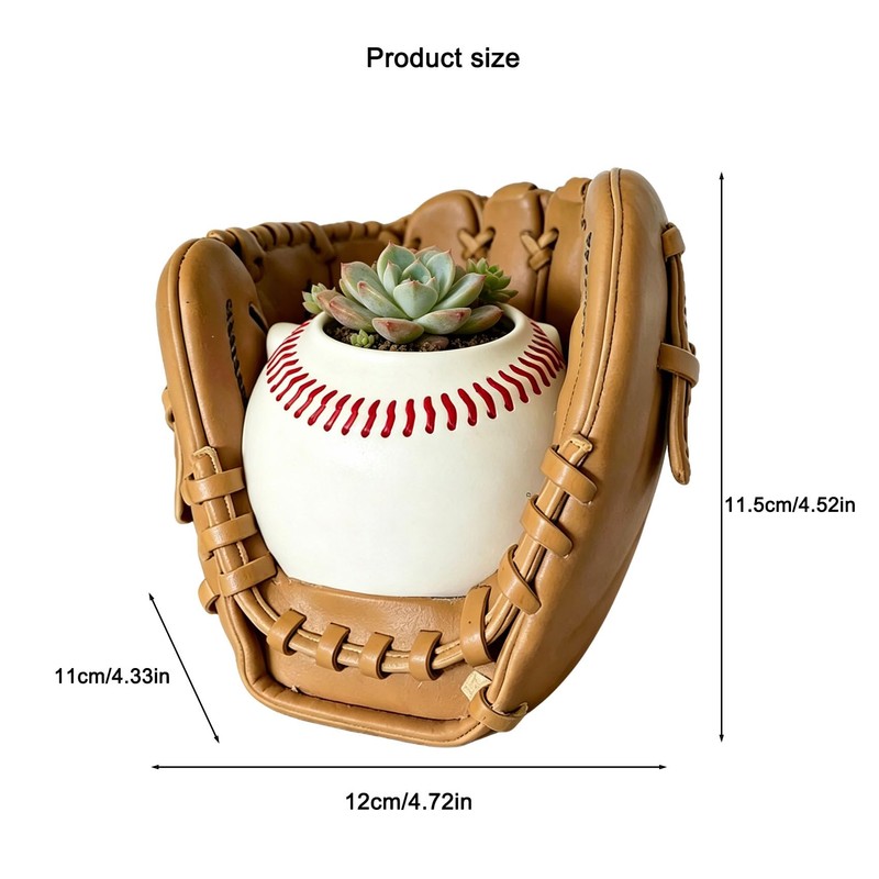 Baseball Succulent Planter 4.7in, Pen Holder, Sports Gift for Dad