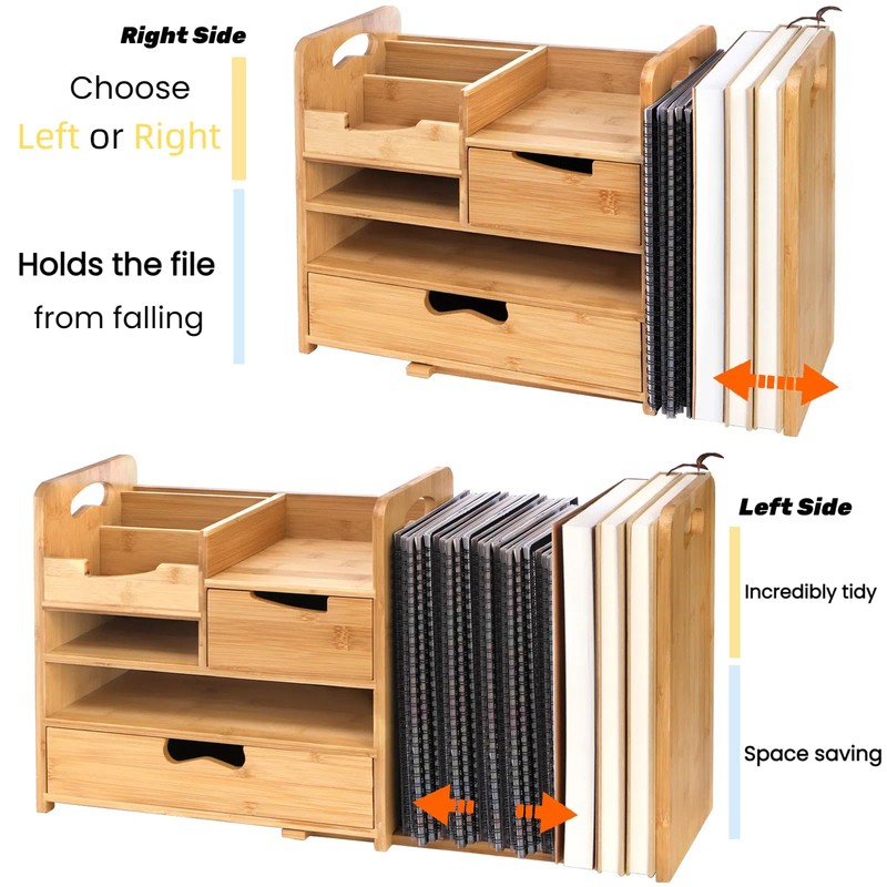 ZOOFOX Bamboo Desk Organizer with Adjustable File Holder, Mail Organizer