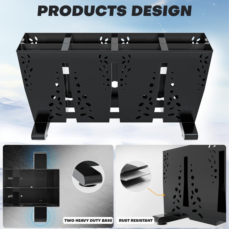Ski Storage Rack for Garage, 4 Pair Heavy Duty Steel