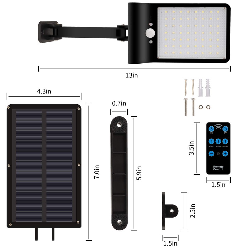 Aqonsie Solar Lights Outdoor with Remote, 56LED 180° Adjustable Angle