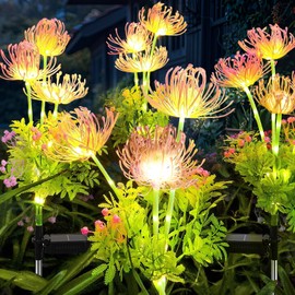 SyouHome Solar Garden Lights Outdoor, 4 Pack Solar Flowers Lights,12 Head Waterproof Flower with Glowing Stems, Outdoor Solar Light for Yard, Pathway, Garden Decor & Gardening Gift