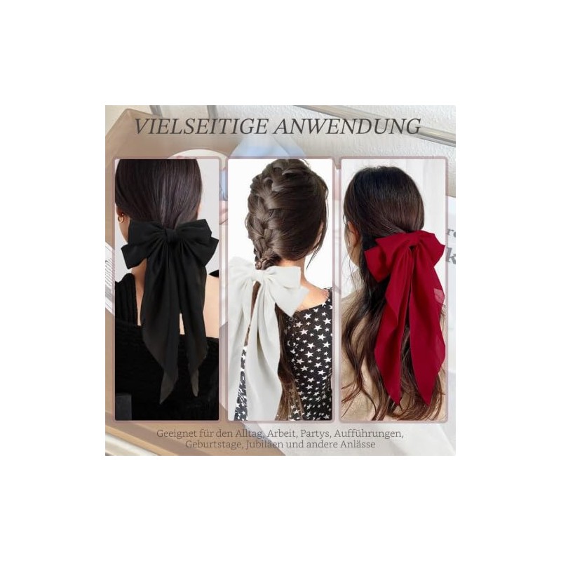 Hair Clips with Large Bow - 2 Pieces Chiffon Hair