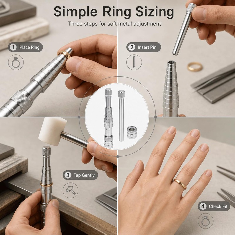 QWORK Ring Stretcher Tool Kit for Sizes 7.5-10.5, Expanding Ring