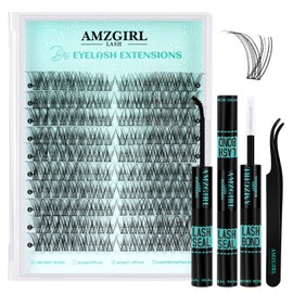 Eyelash Cluster Kit 180pcs DIY Wispy C Curl Individual Natural Eyelash Extension Kit with Lash Bond and Seal, Eyelash Tweezers (Dawn)
