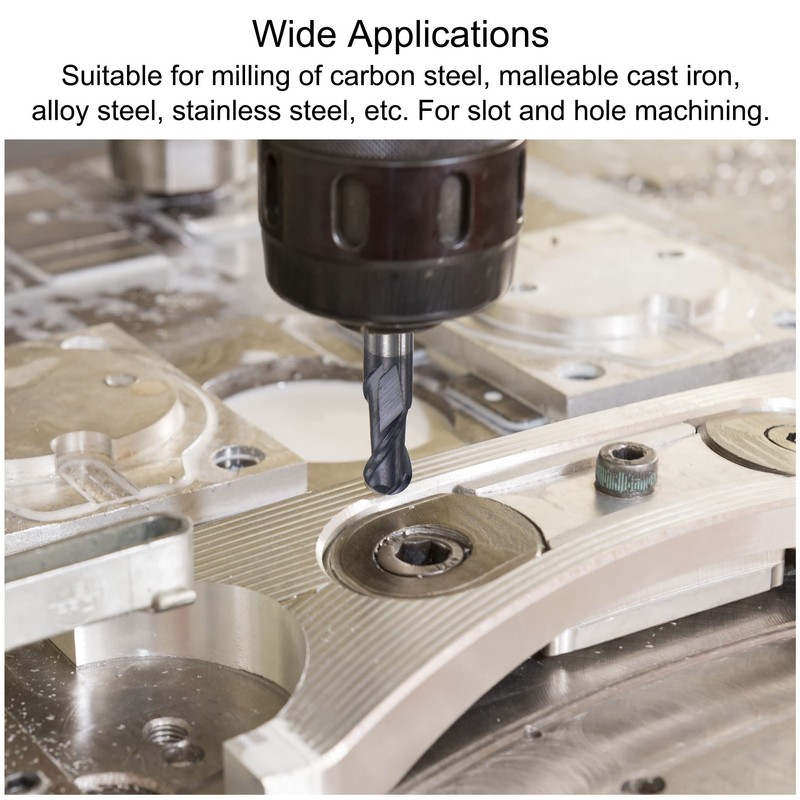 sourcing map Ball Nose End Mill 2mm Tip Radius Solid