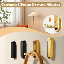 UDEE Folding Wall Hooks, Heavy Duty Foldable Coat Hooks for Hanging Towels, Hats, Bags, Keys, Clothes, Space-Saving Wall Mounted Hooks for Bathroom, Entryway, Closet (2 Pcs) -Gold