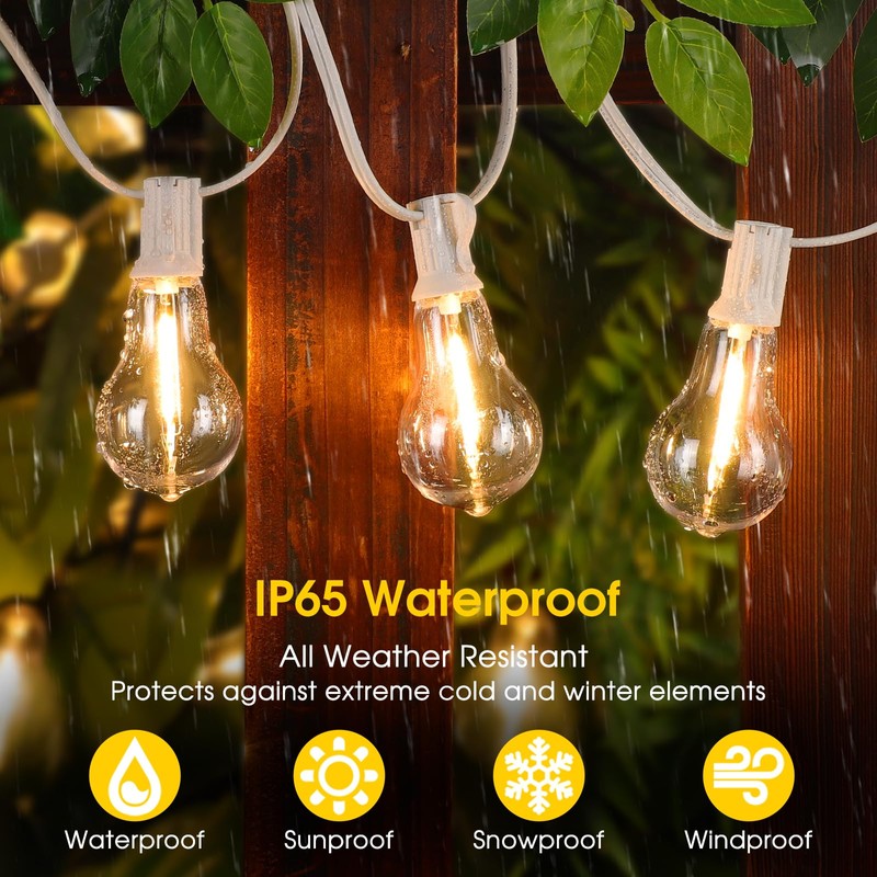 Larkvue 100FT Outdoor String Lights, LED Patio Lights with 42