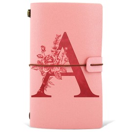 PU Leather Notebook Diary, Refillable Journal, A5 Pink Travel Notebook Retro Lined Sketchbook Thick Paper Blank Birthday Christmas Gift for Girls Women Friend School & Work A