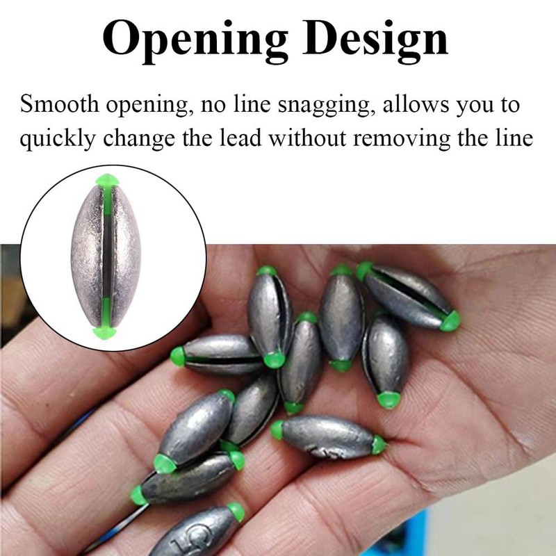50 x 15g Oval Fishing Weights with Plastic Core for