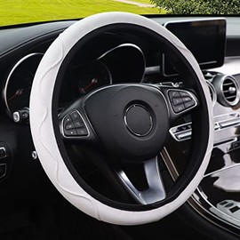 Car Steering Wheel Cover, Leather, 37-38 cm, PU Leather Steering Wheel Cover, Universal Non-Slip Car Steering Wheel Cover, Steering Wheel Protector, Car Interior for Summer, Winter, Car Accessories,