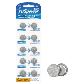 Fuspower LR1130 Battery LR54/AG10/389/390 Button Cell Battery (10 Count (Pack of 1))