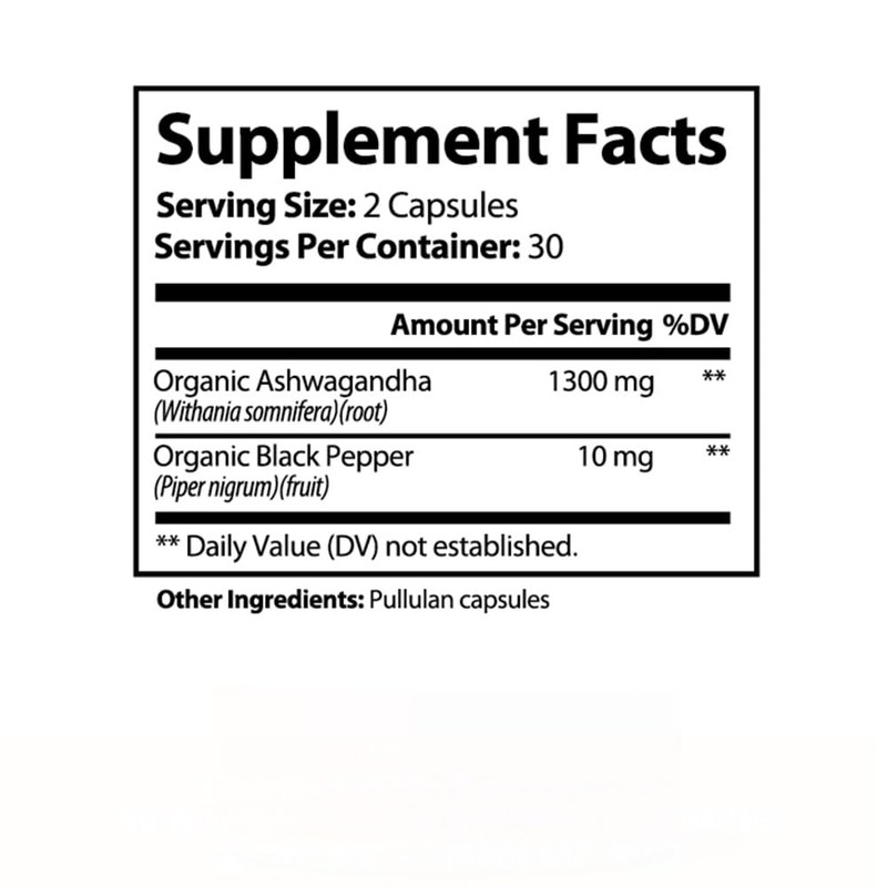 PureNature Ashwagandha with Black Pepper Extract 60 Veggie Capsules