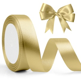 20mm X 23m Gold Ribbon Champagne Gold Ribbons Champagne Ribbon for Christmas Tree Gold Satin Ribbon Thick Christmas Gifts Ribbon Birthday Ribbon Festive Ribbon for Retirement Engagement Decorations