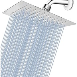 HAWOO Regadera para Baño, Cabeza de Ducha de Lluvia Alta Presión, 20cm Gran Cuadrada 201 de Acero Inoxidable Ducha de Rociar, Regadera Fija para Baño, Ahorro de Agua