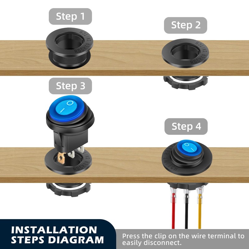 Waterproof Round Rocker Switch, Waterproof Toggle Switch, 6 Pack Toggle