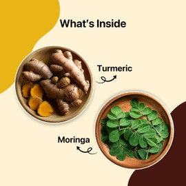 BLUE TEA - Turmeric Tea - Moringa - 15 Count - Pyramid Plant Based Tea Bag | CURCUMIN RICH - HERBAL BLEND | Caffeine Free - Gluten Free - Herbal Tea - Vegan - Mild Flavor - Healthy | Reusable Tin Pack