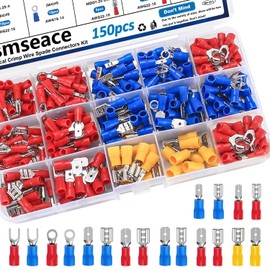 smseace 22-10AWG Wire Crimp Connectors 2.8mm/4.8mm/6.3mm Male and Female Connector kit Insulated Wire Spade/Fork/Ring Electrical Speaker Connector