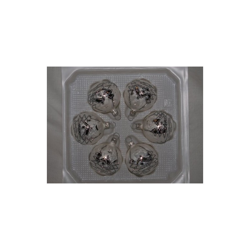 Jingle Bells Lauscha Christmas Tree Ornaments White with Silver Decorations