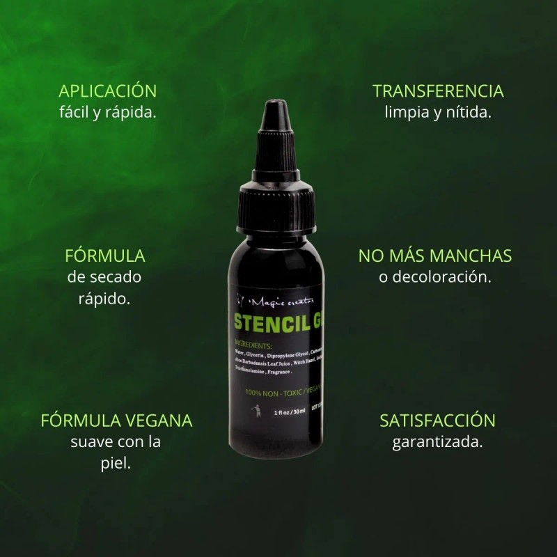 Kit Gel Hectografico Pega Stencil Para Tatuaje 5pzs Transfer