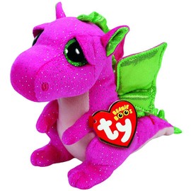 Ty, Beanie Boos Mediano, Darla - Dragón de Peluche, Muñeco de colección, 23 cm, Rosa