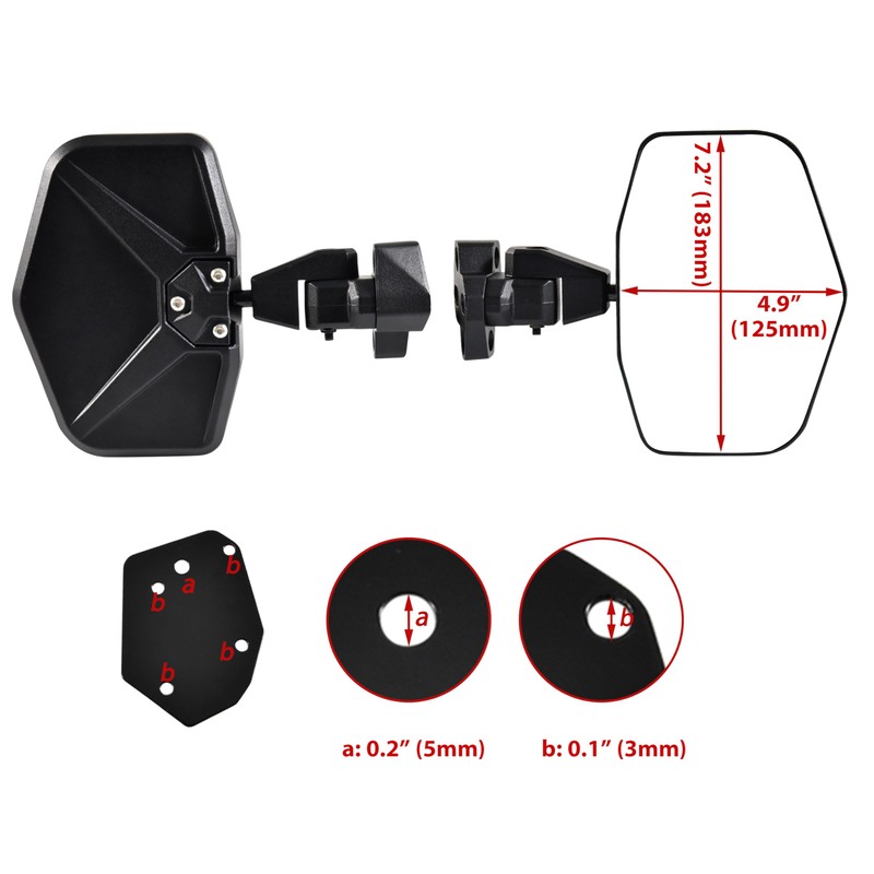 POKIAUTO Adjustable Side Mirrors for Can Am Defender HD5 HD8