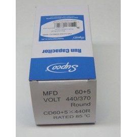 60+5 MFD 440v 440 Volt 50/60 Hz Round Dual Motor Capacitor for Goodman Rheem Trane Amana Carrier