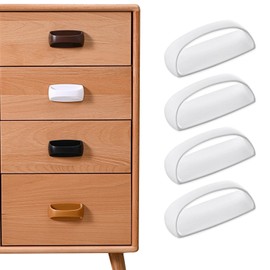 ZeniMart Drawer Pulls, Set of 4, Door Handles, Double-Sided Tape, Sliding Door Handles, Auxiliary Handles, For Windows, Screens, Drawers, Cabinets, Doors, Easy Installation (White)
