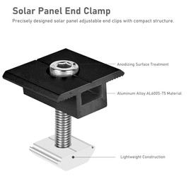 Solar Panel Mount Centre Clamps 30 mm Black - Solar Panel Bracket, Pack of 10 Mounting Solar Module, T-shaped Centre Clamp, PV Photovoltaic Solar Panel Support, Medium Voltage for Framed Panels