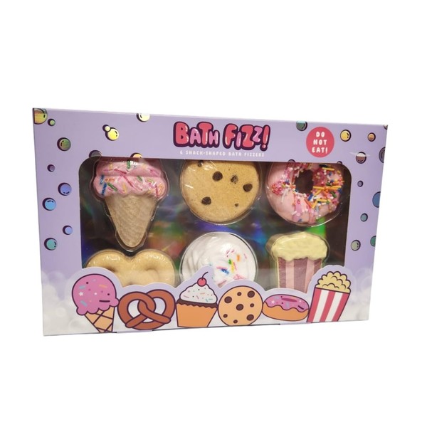 Bath Fizzer Set 6-in-1 Snack-Shaped Bath Bombs Ice Cream, Cookie,