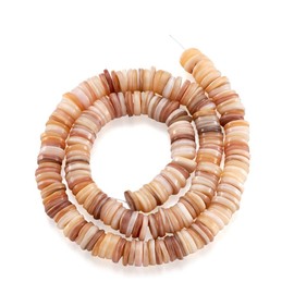 Fashewelry Natural Flat Round Freshwater Shell Beads 8-9mm Coin Disc Heishi Beads Mixed Colors Irregular Shell Loose Charm for DIY Bracelet Necklace Jewelry, About 178-182Pcs/Strand, 1 Strand
