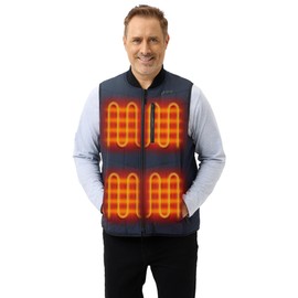ORORO Men's Dual Control Heated Vest with 5 Heat Zones, Heated Bomber Vest Quilted Heating Vest with Battery (Blue, XL)