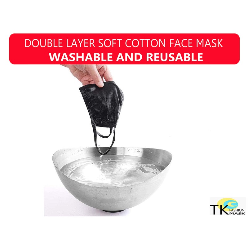 Black Face Mask Soft Cotton Comfortable Washable Reusable Breathable Stretchable