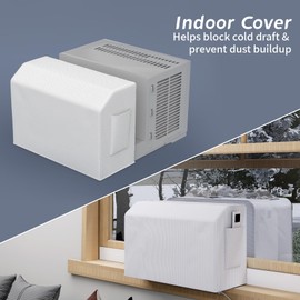 Flamorrow Outdoor Air Conditioner Cover and Indoor Air Conditioner Cover with Bag for U-Shaped Window AC Unit, Dustproof & Windproof Window AC Covers for Outside & Inside Unit Full Coverage Protection