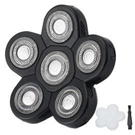 6 Blades Shaver Replacement Heads Electric Razor Blade Replacement Blades for Bald Men Shaver Replacement Blade with Blade Cover (Black)