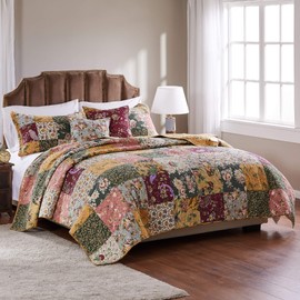 Greenland Home Antique Chic Cotton Patchwork Quilt Set, 5-Piece King/Cal King, Multi