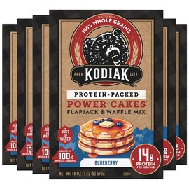 Kodiak Cakes Power Cakes, Pancake & Waffle Mix, Blueberry, High Protein,100% Whole Grains (Pack of 6)